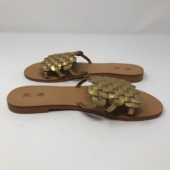 Mi.iM Cross-Hatch Golden Slip On Sandals Size 8 Slides Party Night Out Summer - Picture 9 of 10